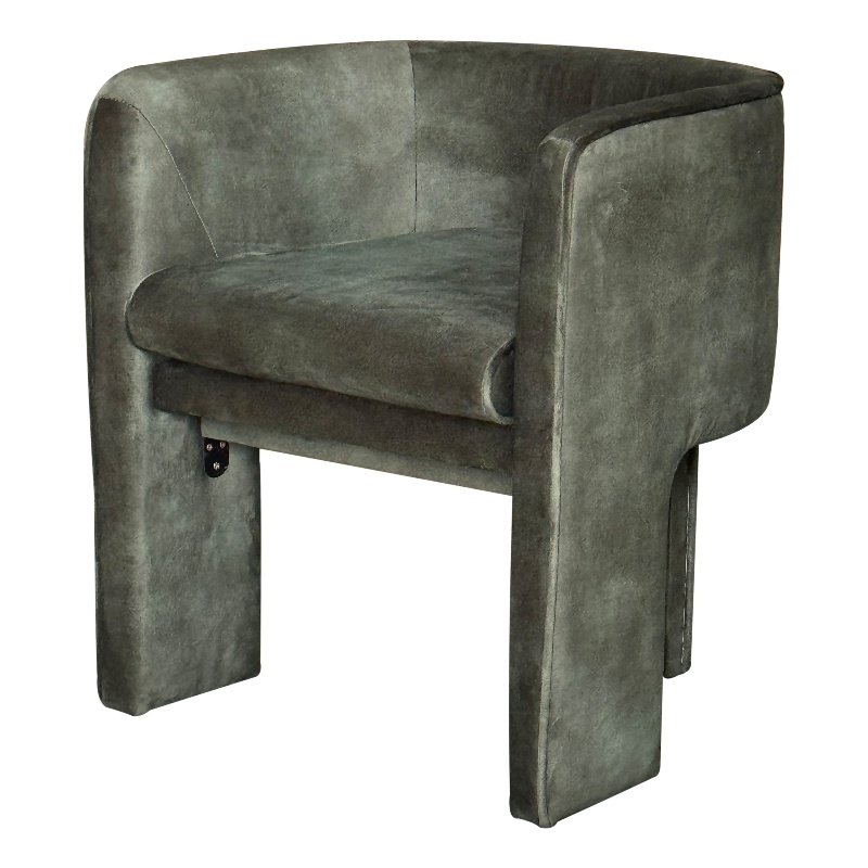 Gela Dining Chair- Three Legged Barrel Accent Sides- Rainforest Green