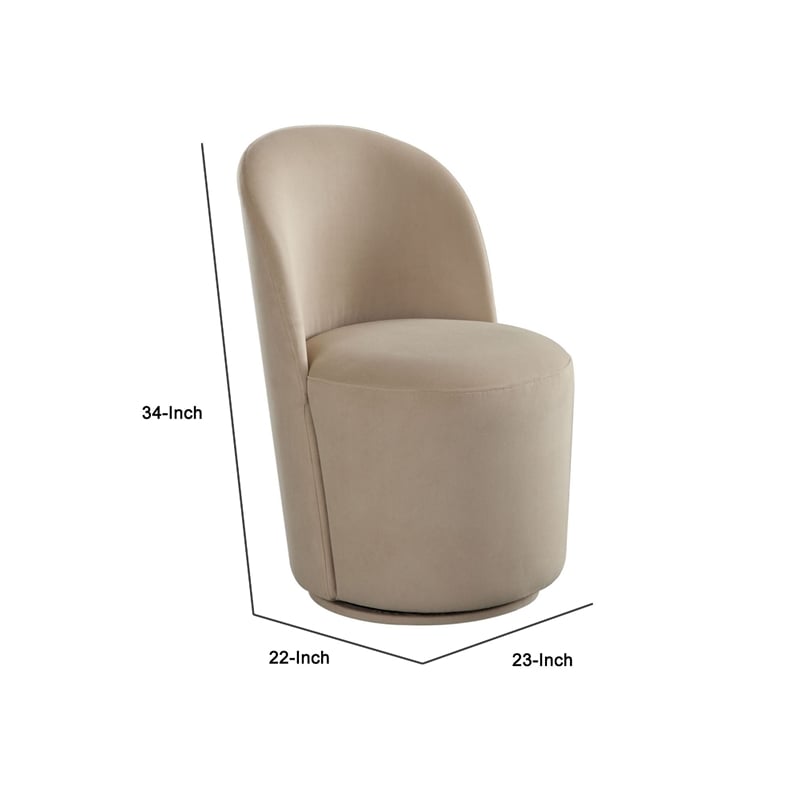 Accent Swivel Dining Chairs- Set of 2- Camel Brown Velvet- Contoured Back
