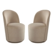 Accent Swivel Dining Chairs- Set of 2- Camel Brown Velvet- Contoured Back