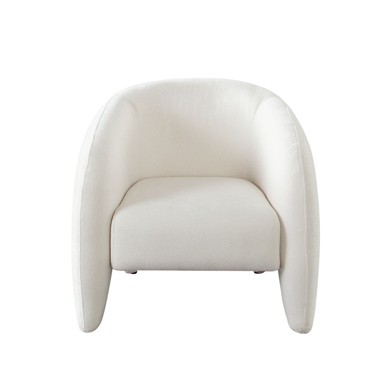 Kiol Accent Chair- 33 Inch- White Padded Polyester Curved Design