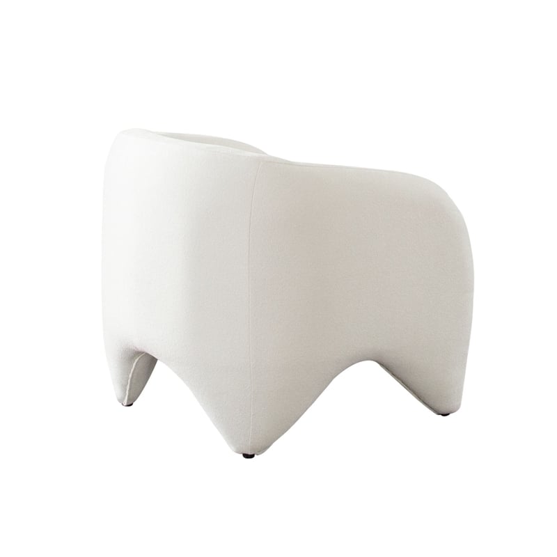 Kiol Accent Chair- 33 Inch- White Padded Polyester Curved Design