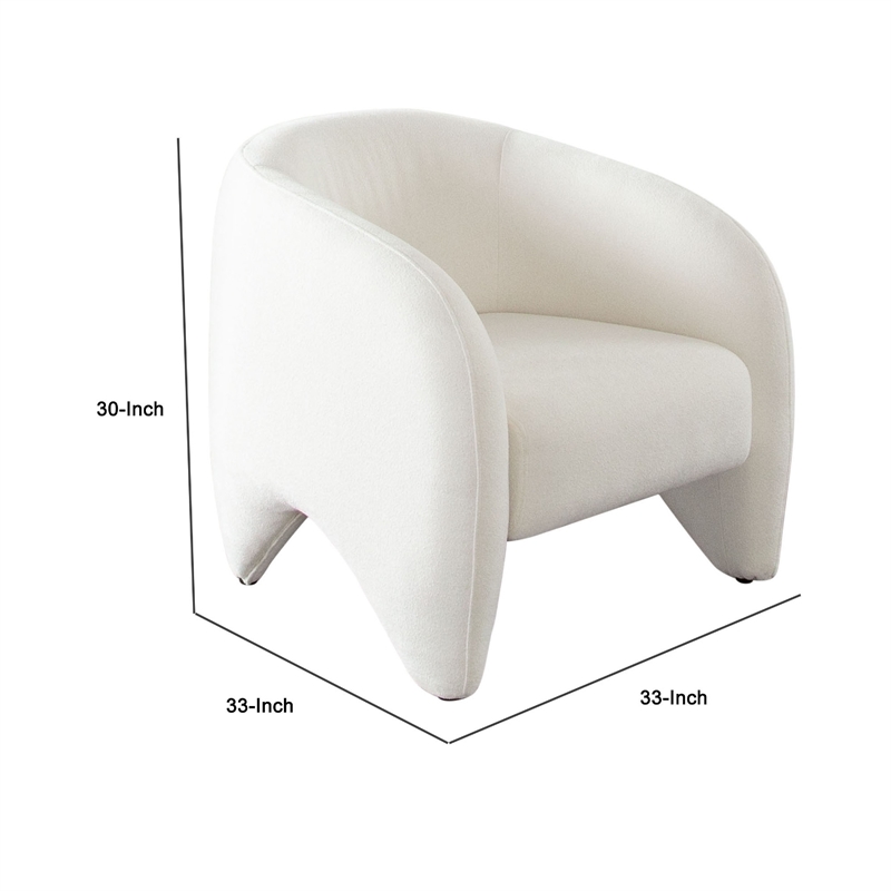 Kiol Accent Chair- 33 Inch- White Padded Polyester Curved Design