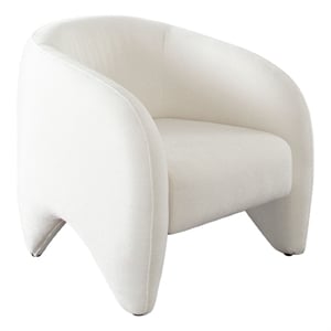 Kiol Accent Chair- 33 Inch- White Padded Polyester Curved Design