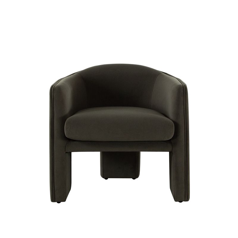 Lery Accent Chair- Green Winter Moss Performance Velvet- Curved Design