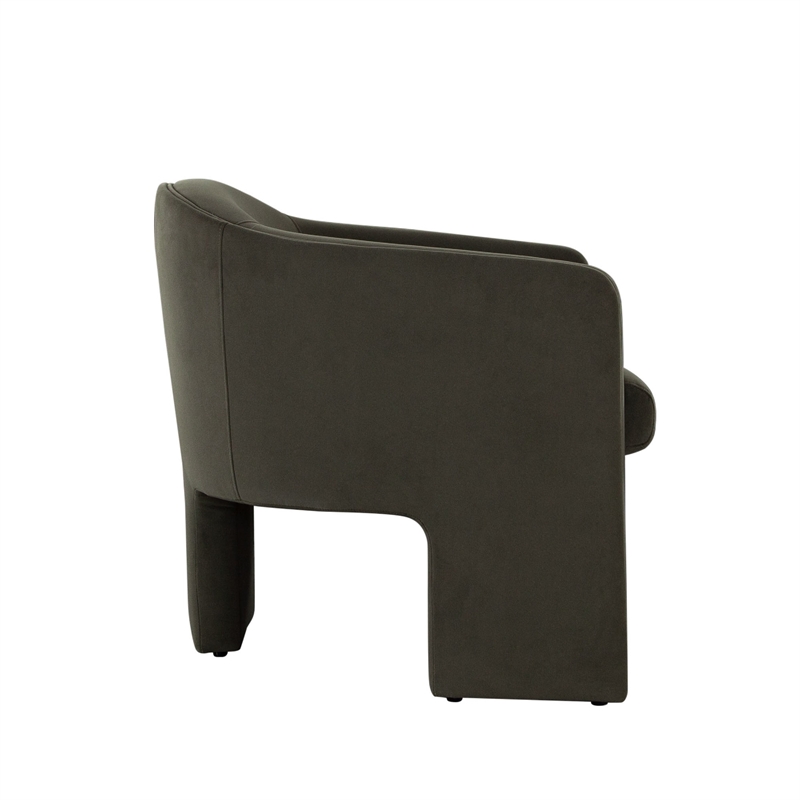 Lery Accent Chair- Green Winter Moss Performance Velvet- Curved Design