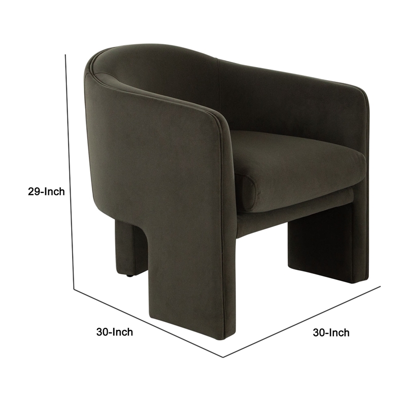 Lery Accent Chair- Green Winter Moss Performance Velvet- Curved Design