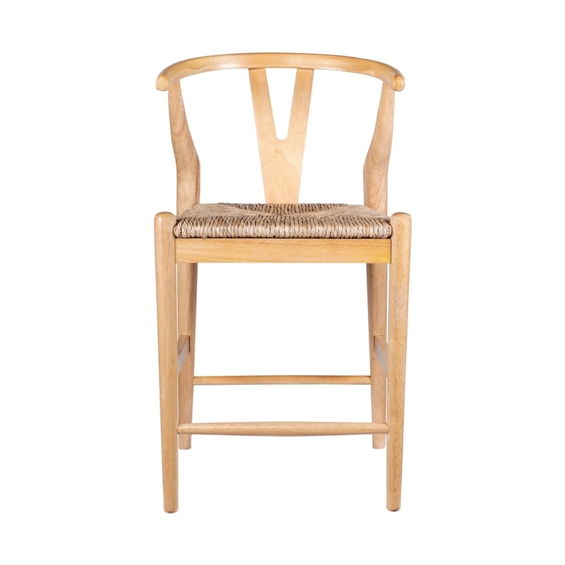 Cera Counter Stool Chair- Handwoven Rope- Natural Brown Wood