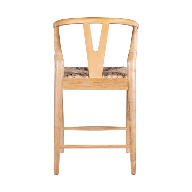 Cera Counter Stool Chair- Handwoven Rope- Natural Brown Wood
