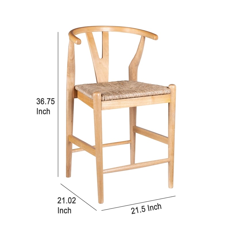 Cera Counter Stool Chair- Handwoven Rope- Natural Brown Wood