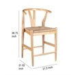 Cera Counter Stool Chair- Handwoven Rope- Natural Brown Wood