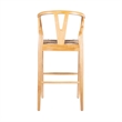Cera Wishbone Barstool Chair- Handwoven Rope Seat- Natural Brown Wood