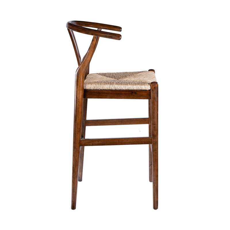 Cera Barstool Chair- Handwoven Rope Seat- Cappuccino Brown