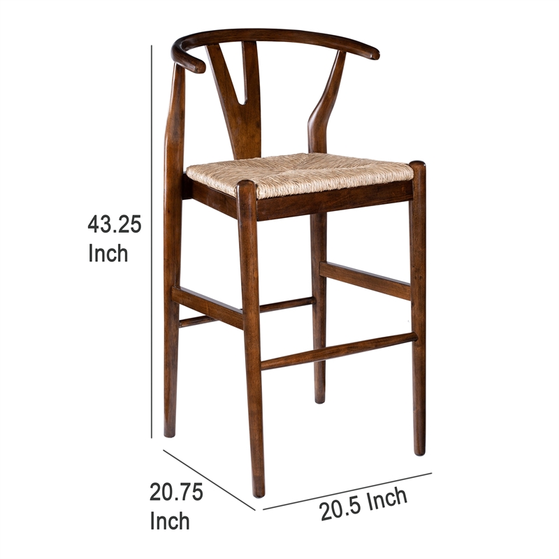 Cera Barstool Chair- Handwoven Rope Seat- Cappuccino Brown