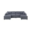Iny U Sectional Sofa Set with Chaise- Armless Chair- 2 Pillows- Gray