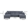 Iny U Sectional Sofa Set with Chaise- Armless Chair- 2 Pillows- Gray