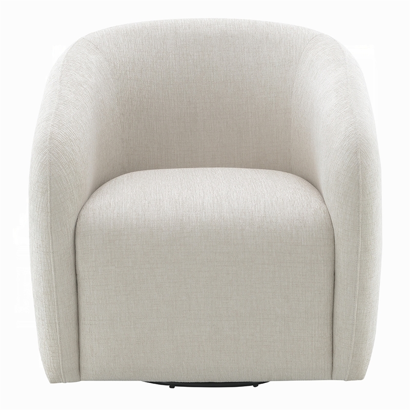 Tiena Swivel Accent Chair- Modern Style Rounded Back- Warm Beige Linen