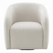 Tiena Swivel Accent Chair- Modern Style Rounded Back- Warm Beige Linen