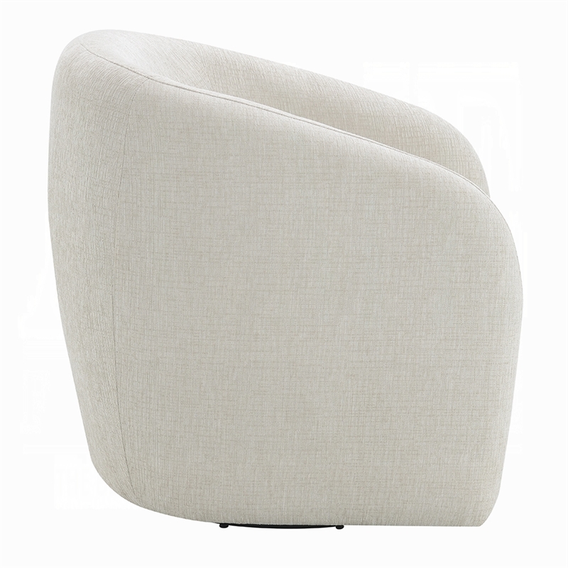 Tiena Swivel Accent Chair- Modern Style Rounded Back- Warm Beige Linen