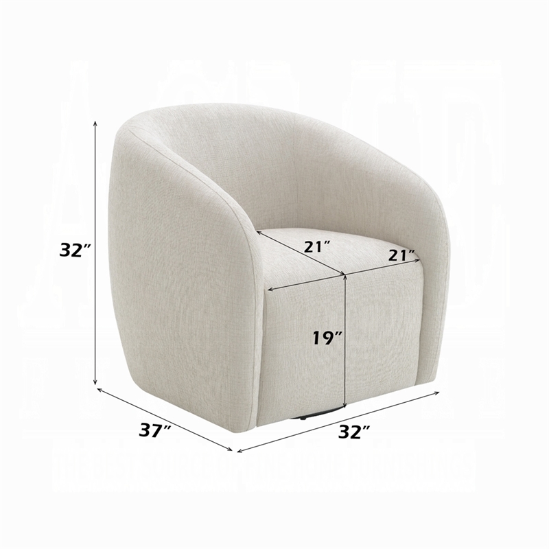 Tiena Swivel Accent Chair- Modern Style Rounded Back- Warm Beige Linen