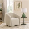 Tiena Swivel Accent Chair- Modern Style Rounded Back- Warm Beige Linen