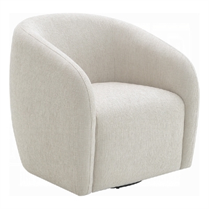 Tiena Swivel Accent Chair- Modern Style Rounded Back- Warm Beige Linen