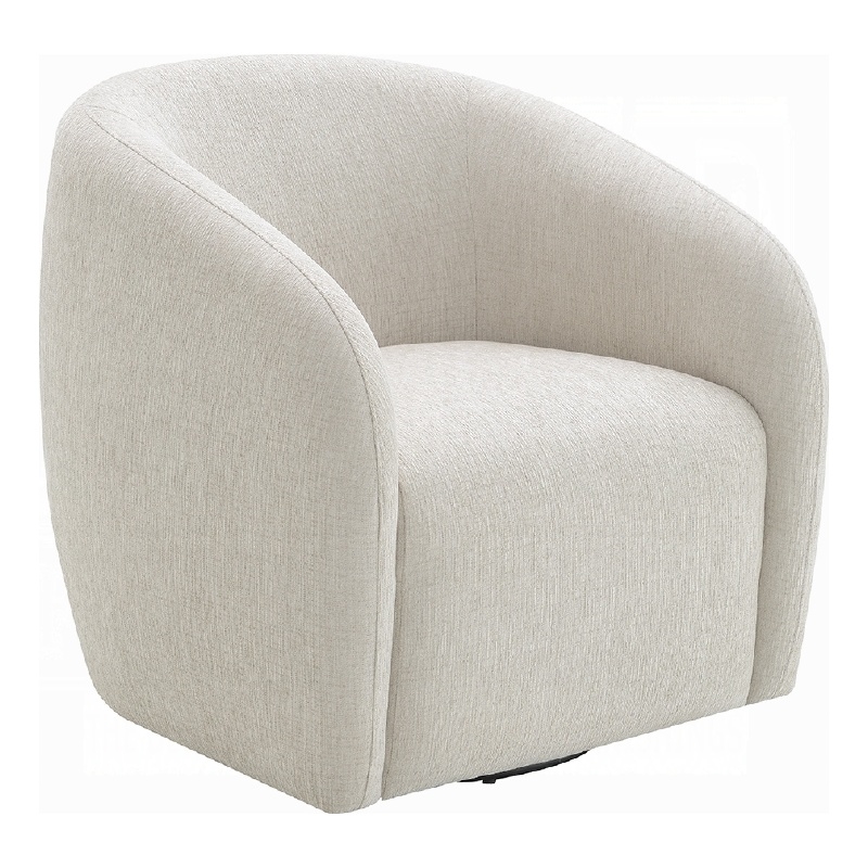 Tiena Swivel Accent Chair- Modern Style Rounded Back- Warm Beige Linen