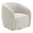 Tiena Swivel Accent Chair- Modern Style Rounded Back- Warm Beige Linen