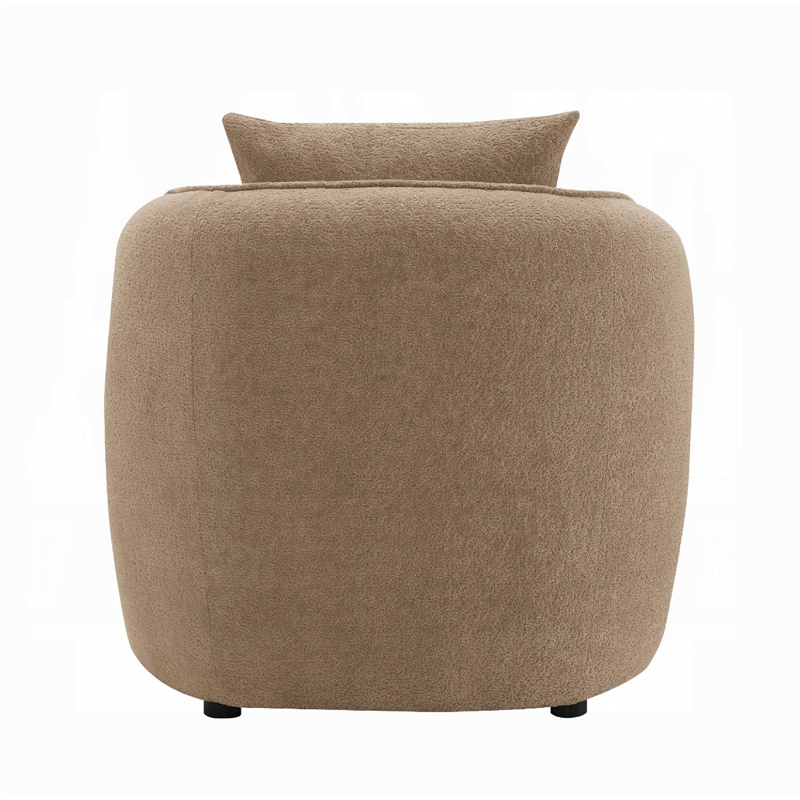 Keina Accent Chair- Modern Rounded Back- Brown Chenille- 1 Back Pillow