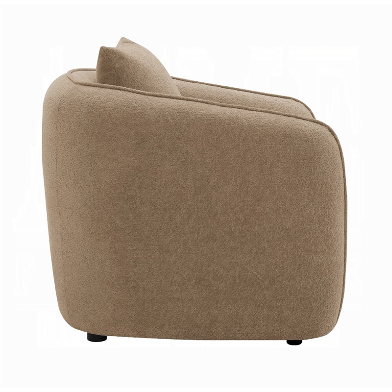 Keina Accent Chair- Modern Rounded Back- Brown Chenille- 1 Back Pillow