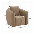 Keina Accent Chair- Modern Rounded Back- Brown Chenille- 1 Back Pillow