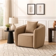 Keina Accent Chair- Modern Rounded Back- Brown Chenille- 1 Back Pillow