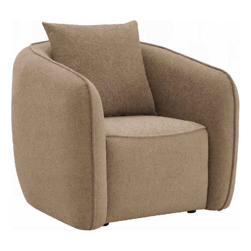 Keina Accent Chair- Modern Rounded Back- Brown Chenille- 1 Back Pillow