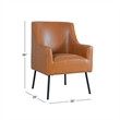 Sune Accent Chair- Brown Faux Leather and Matte Black Metal Legs