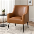 Sune Accent Chair- Brown Faux Leather and Matte Black Metal Legs