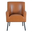 Sune Accent Chair- Brown Faux Leather and Matte Black Metal Legs