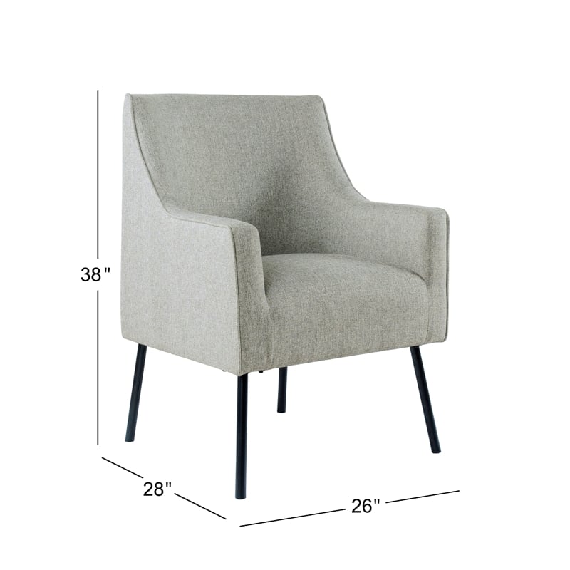 Sune Accent Chair- Light Gray Polyester and Matte Black Metal Legs