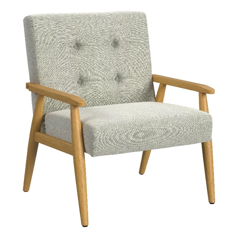 Accent Chair- Soft Light Gray Fabric Seat- Button Tufted Backrest