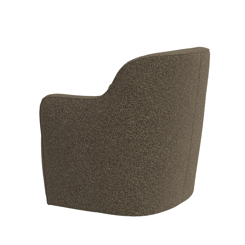 Kopi Swivel Accent Club Chair- Dark Brown Boucle- Curved Backrest