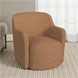 Kopi Swivel Accent Club Chair- Light Tan Brown Boucle- Curved Backrest