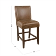 24 Inch Counter Stool Chair- Brown Wood Frame- Faux Leather Seat
