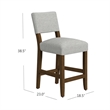 Bowo Counter Stool Chair- Gray Woven Fabric- Brown Hardwood Legs