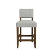 Bowo Counter Stool Chair- Gray Woven Fabric- Brown Hardwood Legs