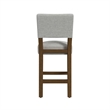 Bowo Counter Stool Chair- Gray Woven Fabric- Brown Hardwood Legs
