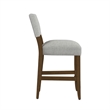 Bowo Counter Stool Chair- Gray Woven Fabric- Brown Hardwood Legs
