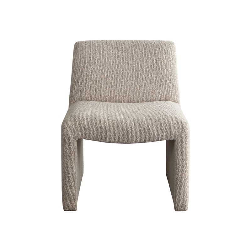 Zena Dining Side Chair- Armless Textured Wheat Brown Polyester Seat