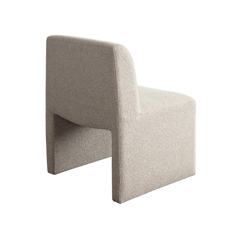 Zena Dining Side Chair- Armless Textured Wheat Brown Polyester Seat