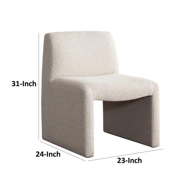 Zena Dining Side Chair- Armless Textured Wheat Brown Polyester Seat