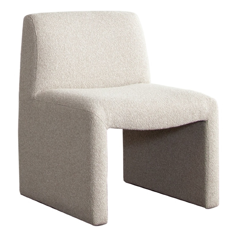 Zena Dining Side Chair- Armless Textured Wheat Brown Polyester Seat