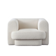 Foxo Retro Oversize Chair- Padded Ivory Velvet- 44 Inch Wide- Solid Wood