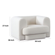Foxo Retro Oversize Chair- Padded Ivory Velvet- 44 Inch Wide- Solid Wood